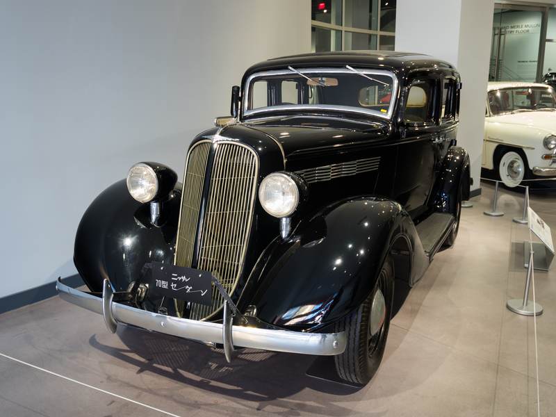 1930s sedan on display inside the Petersen Automotive Museum